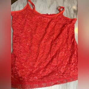 Willow Bay red/orange lace 2 layer tank top 1X